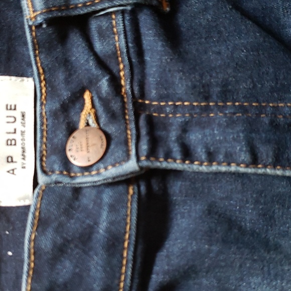 AP Blue by Aphrodite jeans 1XL Distressed dark denim paint splatter High-waisted - Picture 3 of 13